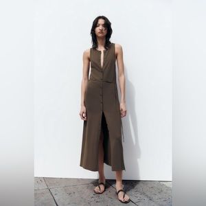 Zara- Belted Knit Midi Dress